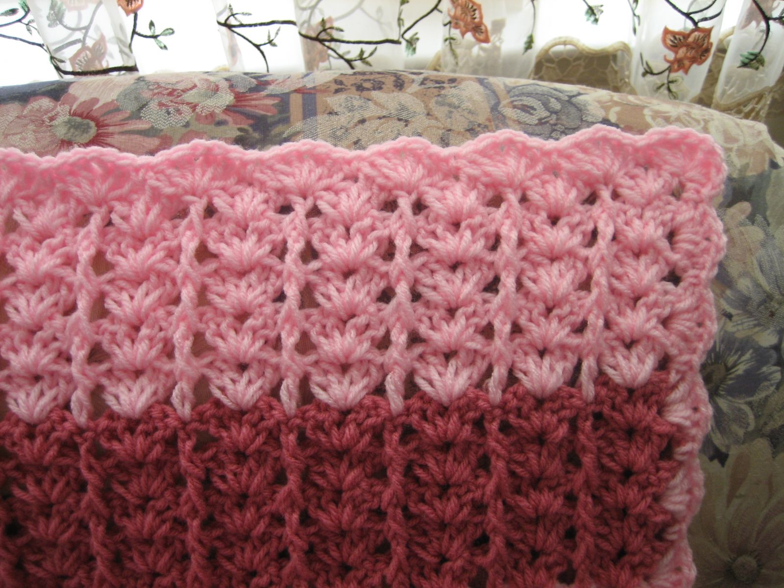 Lacy Shades of Pink Shells Afghan | AllFreeCrochetAfghanPatterns.com